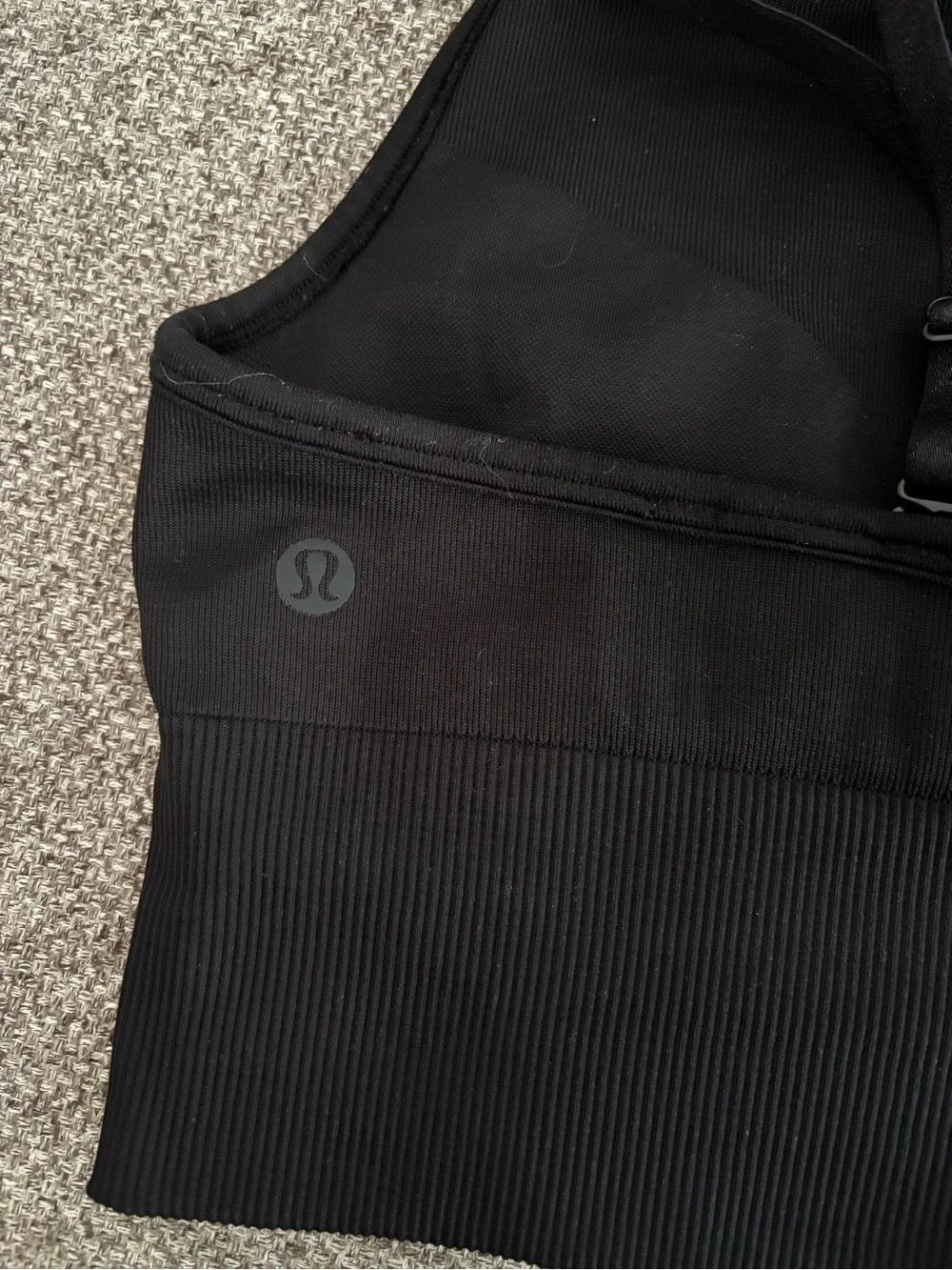 lululemon athletica Black Ribbed Cross‑Back Sports Bra